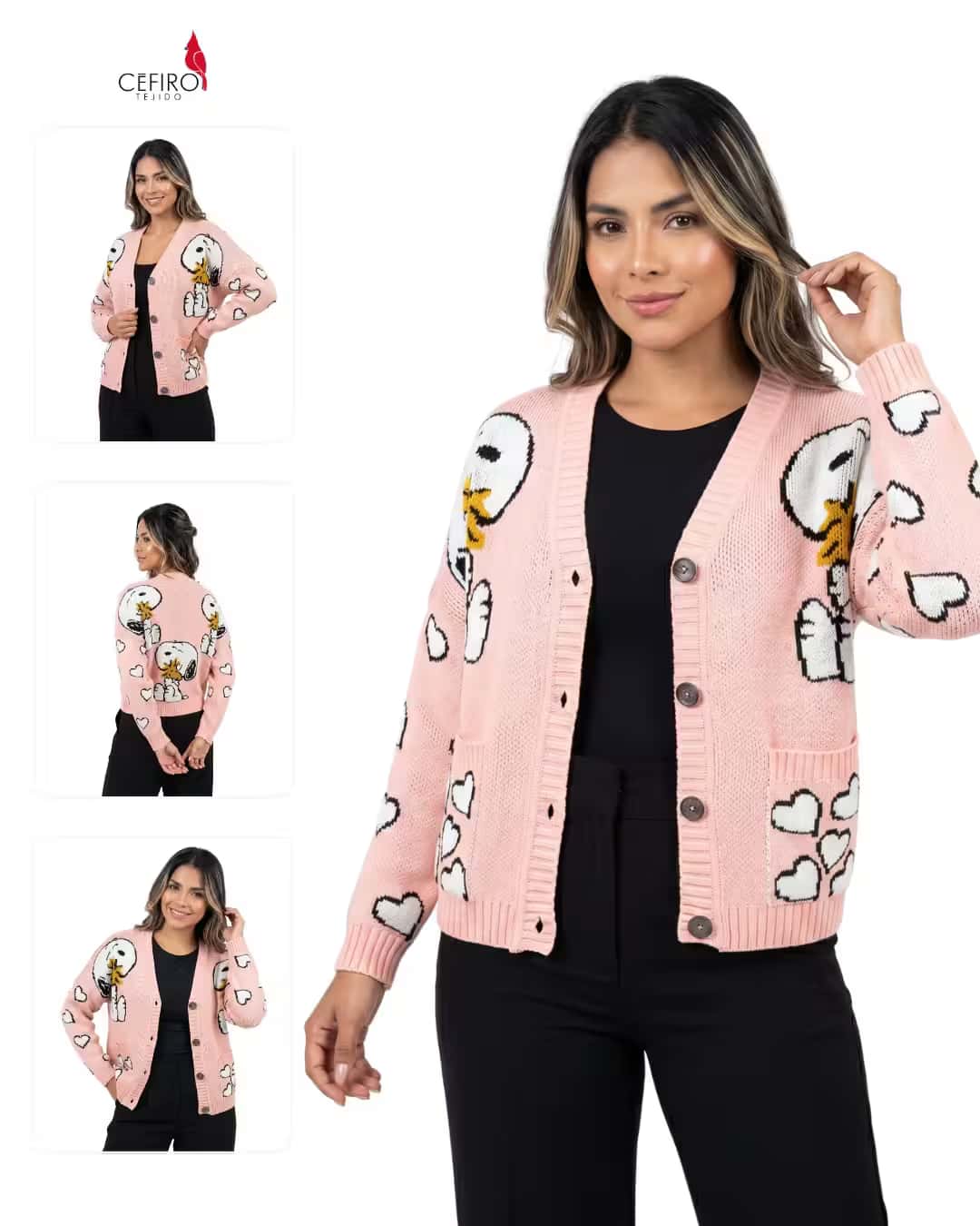 Cardigan Snoopy Palo de Rosa