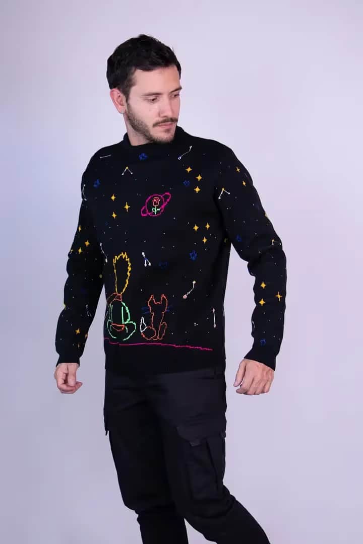 Sueter negro Principito Galaxia tejido moderno Cefiro Tejido Colombia