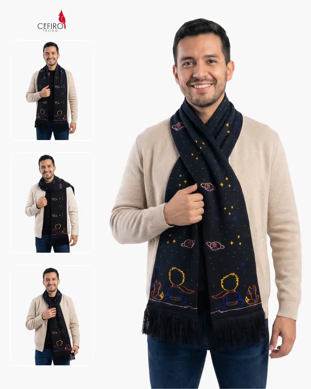 Bufanda Principito Galaxia tejido premium Céfiro Tejido