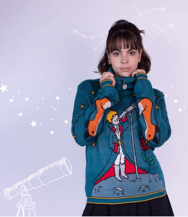 Sueter verde Principito Telescopio tejido moderno Cefiro Tejido Colombia vista frontal