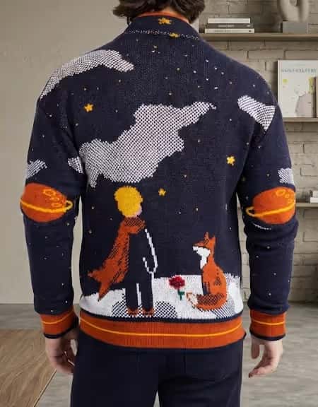 Parte posterior Cárdigan Principito diseño tejido artístico Céfiro Tejido