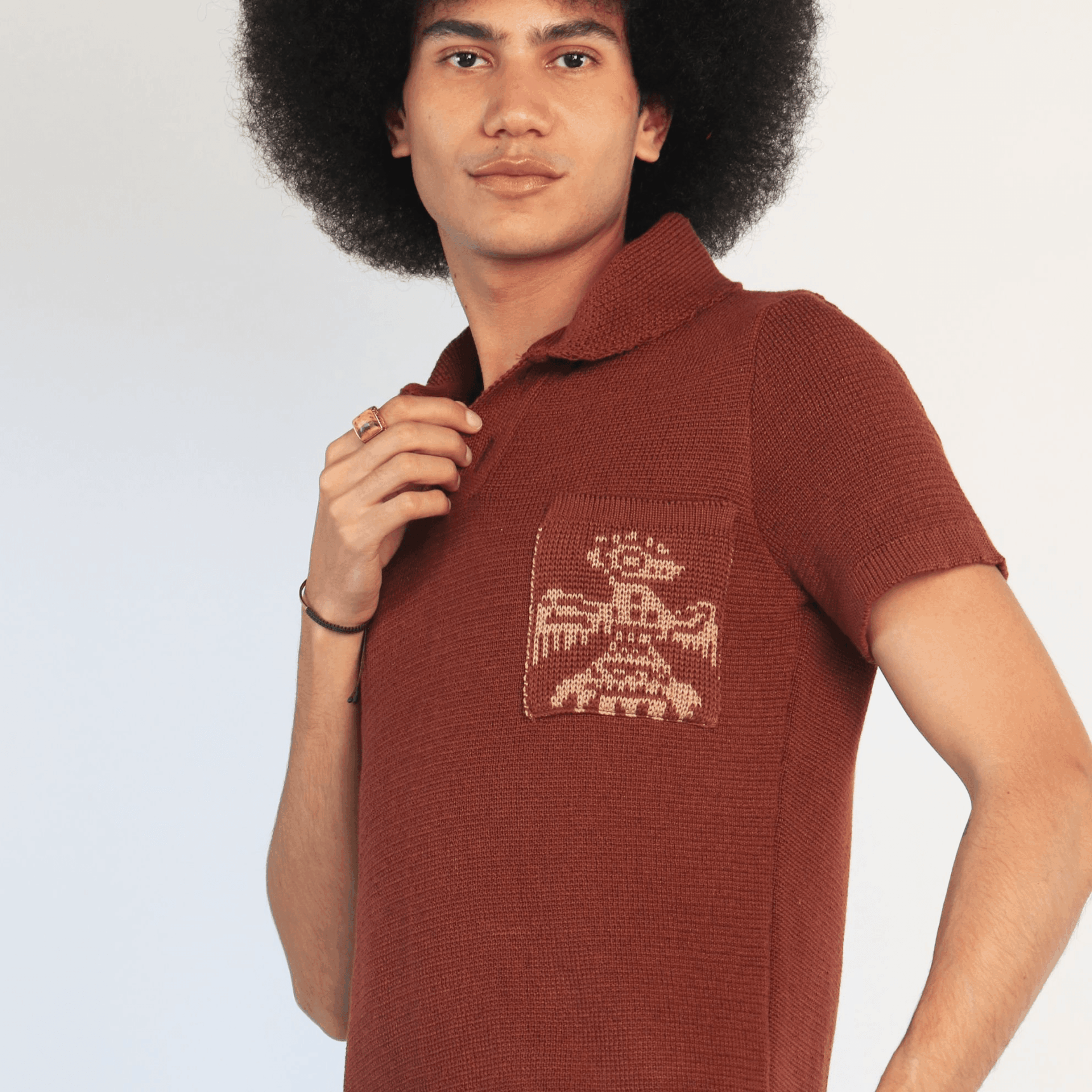 CAMISA POLO TEJIDA CÁFE - Image 3