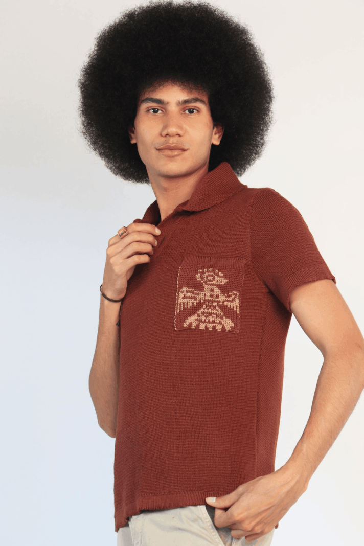 CAMISA POLO TEJIDA CÁFE