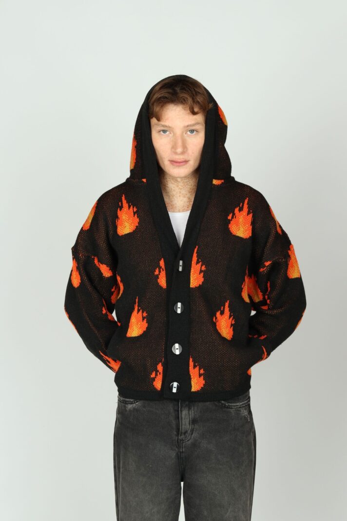 CARDIGAN CON CAPOTA FUEGO