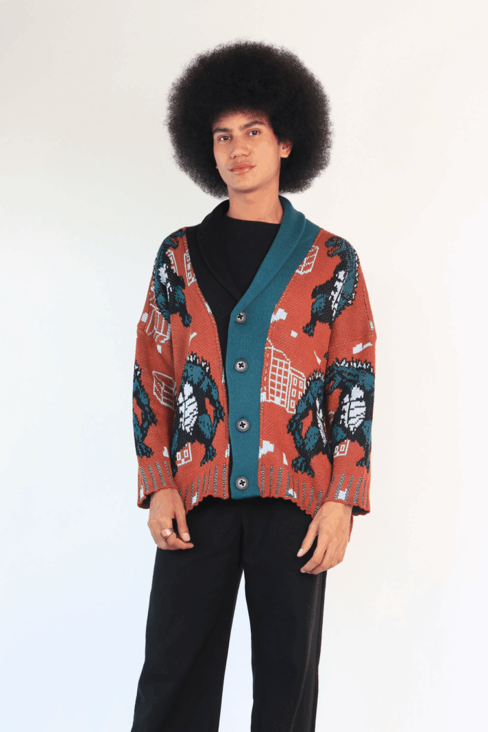 CARDIGAN OVERSIZE GODZILLA